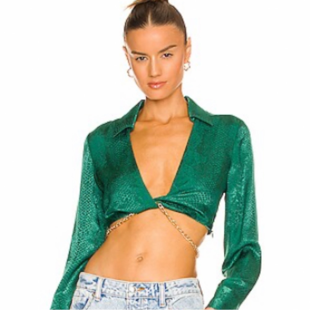 NBD- Revolve- Emerald Green Cropped Blouse